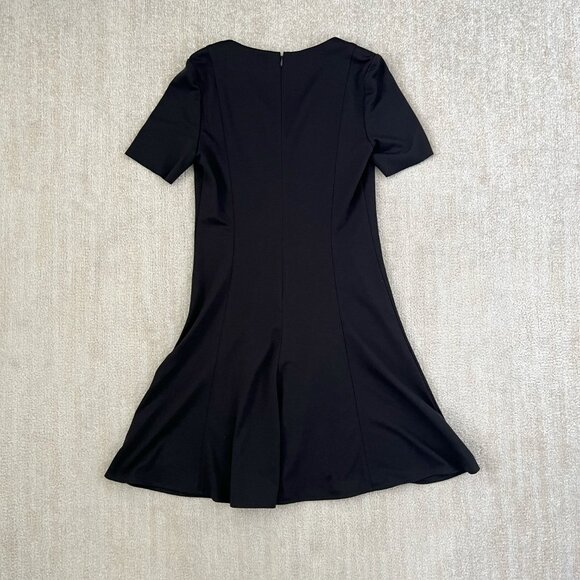 T Tahari Black Short Sleeve V Neck Knit Midi Dress 6 - Picture 4 of 9